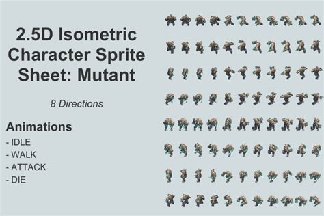 25d Isometric Character Sprite Sheet Mutant 2d Characters Unity
