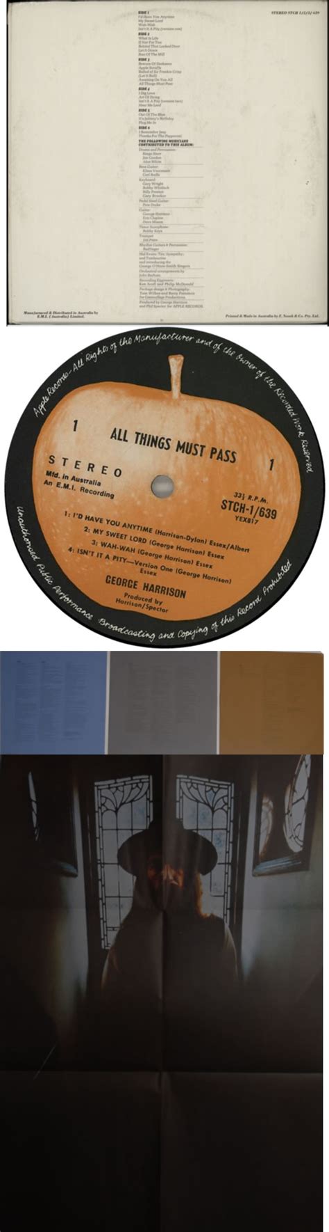 George Harrison All Things Must Pass 1st Complete Australian 3 Lp Vinyl Record Set Triple