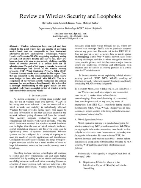 Sample technical paper ieee format rating: IEEE Paper Review on Wireless Security and Loopholes | Wireless Lan | Espionage Techniques