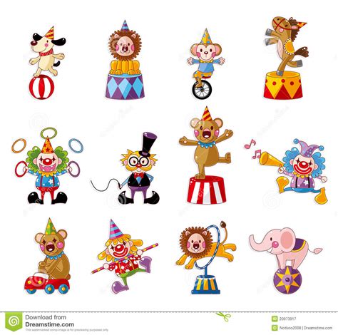 Cartoon Happy Circus Show Icons Collection Royalty Free