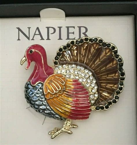 Nib Napier Cornucopia Fall Autumn Thanksgiving Turkey Bird Pin Brooch