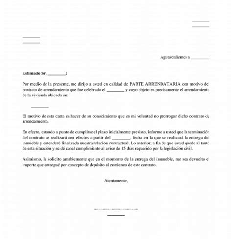 Carta De Aviso De Termino De Contrato De Alquiler Financial Report