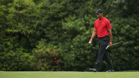 Masters Champion Tiger Woods Walks To The No 12 Tee During The Final