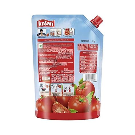Kissan Fresh Tomato Ketchup 2 Kg Pouch Sweet And Tangy Sauce Tomatoes