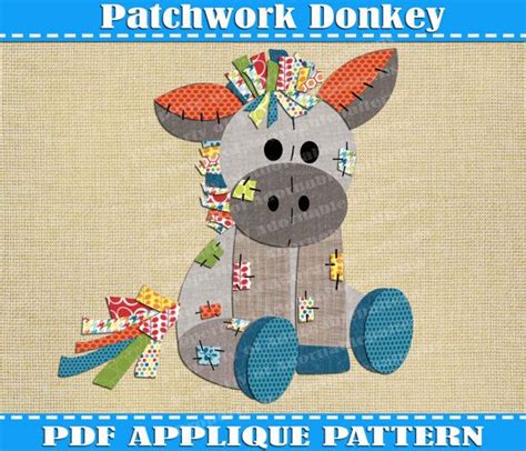 Patchwork Donkey Applique Pattern Template By Adornablepatterns Quilt