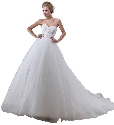 Womens Sweetheart Lace Appliqued Organza Wedding Dress Sleeveless