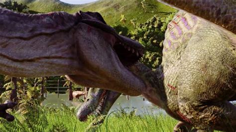 Trex Vs Spinosaurus Jurassic World Evolution 2 Dinosaur Fights