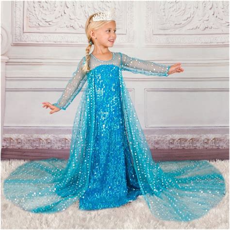 Girls Elsa In Frozen Inspired Halloween Costume Dress Halloween