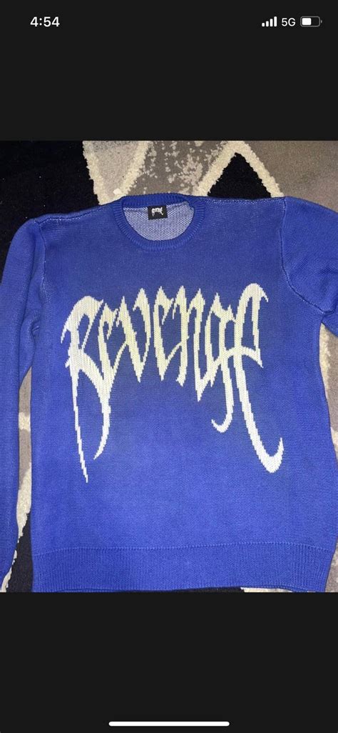 Revenge Xl Revenge Knit Logo Sweater Blue Grailed