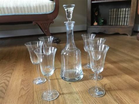 Toscany Hand Blown Crystal Wine Decanter And 6 Glasses 8 Piece Set Ec Ebay