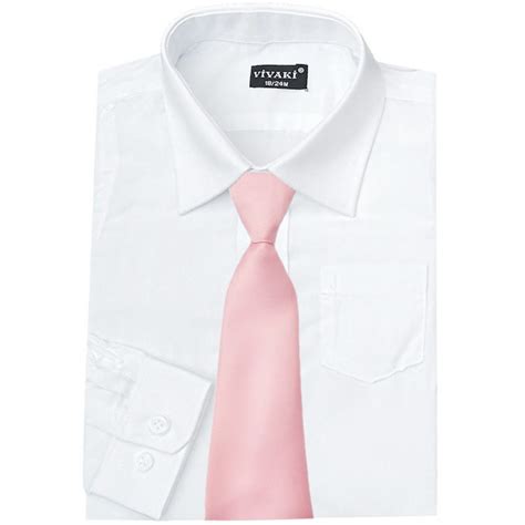 Boys White Formal Shirt And Baby Pink Tie Boys Wedding Shirt