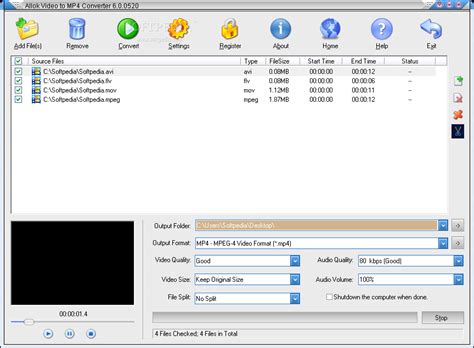 You can also upload files via the link or from the file storage. Allok Video to MP4 Converter Download