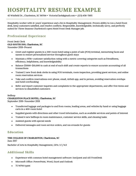 Hospitality Resume Examples And How To Write