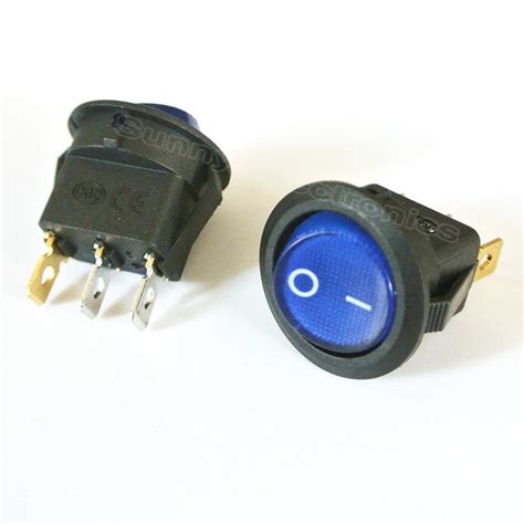 10pcs Blue Illuminated 12v Rocker Switch 20 Amp Dc Round Light 12 V
