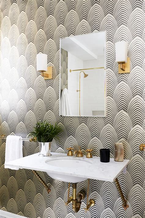 This designer wallpaper depicts the empowering. 20 Designs of Stylish Bathroom Wallpapers | Home Design Lover