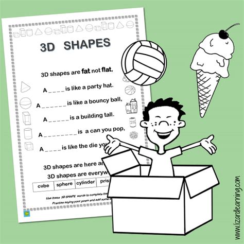 3d Shapes Poem Activity Lizard Learning