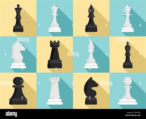 Chess Icon Set Flat Set Of Chess Vector Icons For Web Design Stock