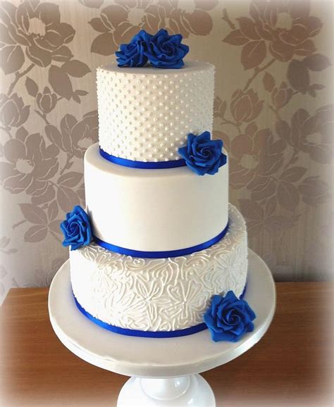 Royal Blue Wedding Cake Decorated Cake By Cakes By Sian Cakesdecor