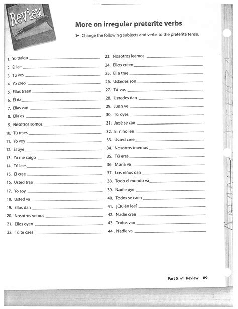 16 Preterite Spanish Verbs Worksheets