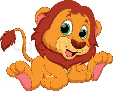 Cute Baby Lion Cartoon Stock Vector Colourbox