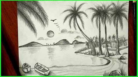 Landscape Drawing Nature Art Pencil Sketch Easy For Children S