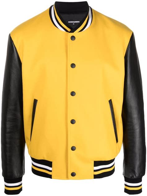 Dsquared2 Colour Block Varsity Jacket In Yellow Modesens