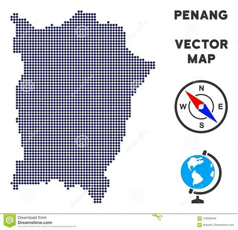 Mapa Punteado De La Isla De Penang Ilustración Del Vector Ilustración