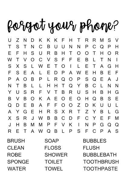A Printable Word Search For Toothbrushes With The Words Forgot Your Phone