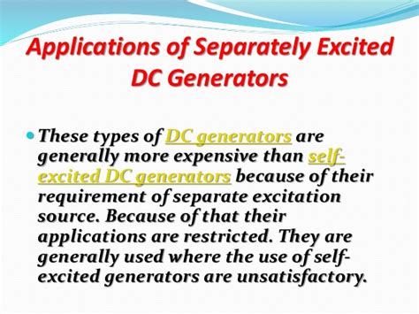 Also, the application of a dc motor depends on those types. Application of different types of dc generator and dc motor
