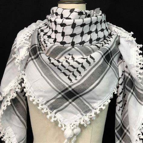 Keffiyeh Palestine Shemagh Scarf Arab Black On White Heavy Etsy