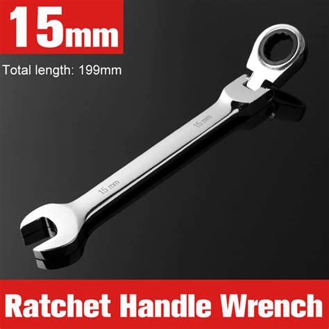 15mm Ratchet Wrenches Key Ratchet Wrench Garage 180 Degree Swivel Angle