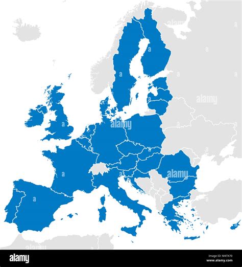 Paesi Dell Unione Europea Mappa Politico Con Le Frontiere Tutti I 28