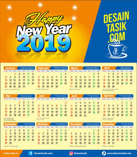 Kalender 2021 format jpeg modern lengkap jawa hijriyah. Template Kalender 2019 Lengkap Masehi & Hijriyah CDR, PDF ...