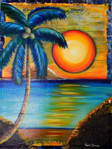 Pin By Robin Bones On Artwork By Robin Bones Palm Trees Painting Oil
