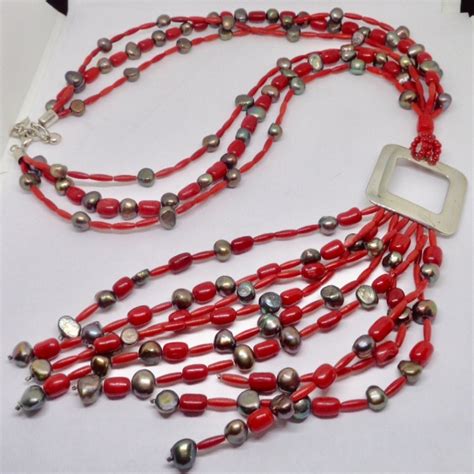 Jay King Dtr Sterling Silver Red Coral Black Freshwater Etsy