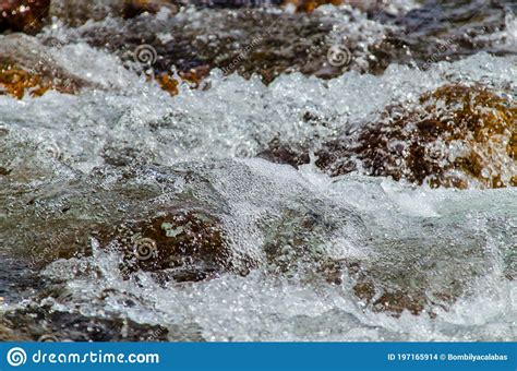In Summer Rocky Mountain River Water Silk Mountain River Stock Photo