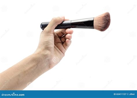 Hand Holding Makeup Brush Stock Image Image Of Hand 65411137
