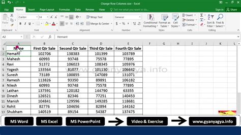 How To Change Row Height And Column Width In Ms Excel 2016