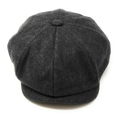 Grey Bakerboy Newsboy Cap Gatsby Melton Wool Lined Peaky