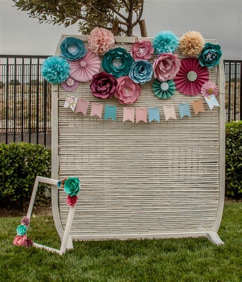 Paper Flower Photo Booth Backdrop Made With Cricut Photo Booth