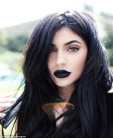 kylie jenner turns sexy goth as she models her new black lipstick daily mail online