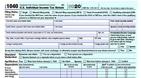 Printable Irs Form 1040 For Tax Year 2020 Cpa Practice Advisor