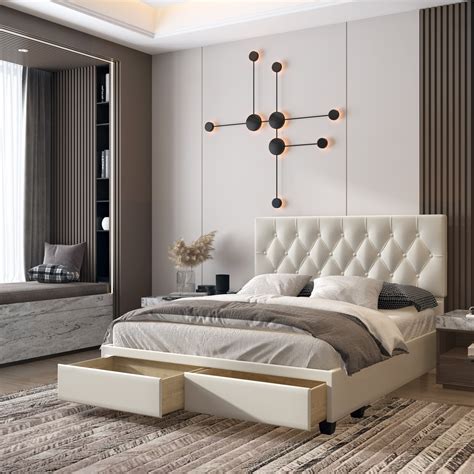 Zinus karthik upholstered platform bed. Premier Savona Faux Leather Upholstered White Tufted ...