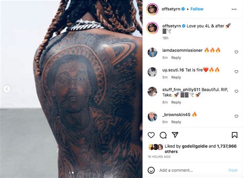 Offset Pays Tribute To Takeoff With Spectacular Back Tattoo Photos