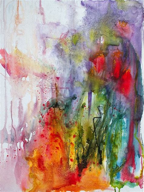 Abstract Organic Floral Original Watercolor Painting On Canvas Ready To