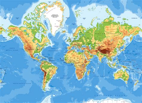 World Map A Physical Map Of The World Nations Online Project Riset