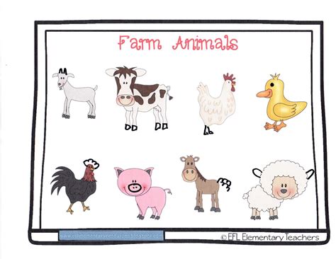 Farm Animals Chart Printable