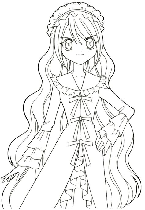 Anime Girls Coloring Page Page For All Ages Coloring Home