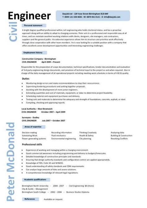 When writing your resume, be sure to reference the job description and highlight any skills, awards and certifications that match with the requirements. Civil Engineering CV Resume Template - http://www ...