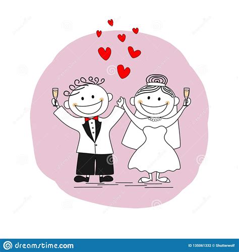 Happy Just Married Couple Toasting Stock Vector Illustration Of Toast